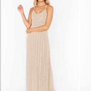 Show me your Mumu gala gown champagne beaded dress- size small